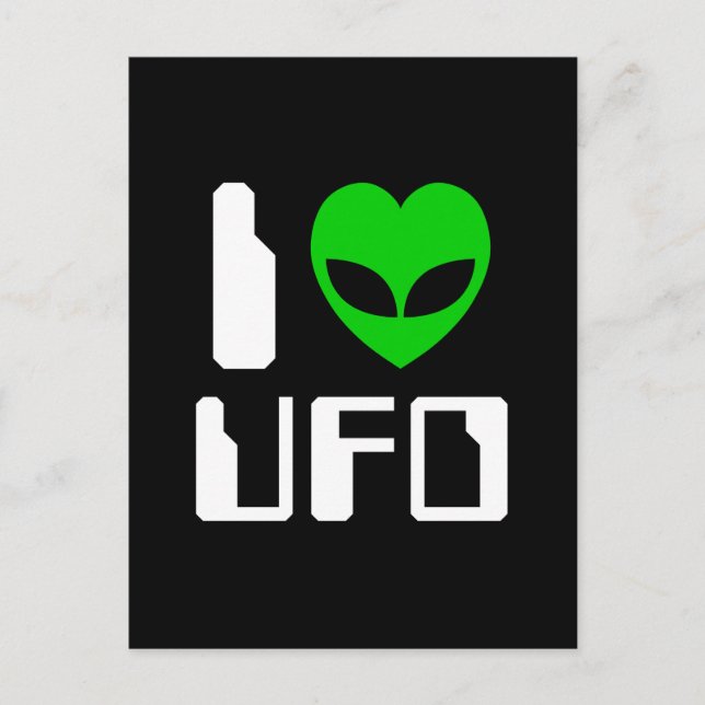 I Alien Heart UFO Postkarte (Vorderseite)