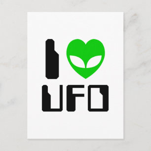 I Alien Heart UFO Postkarte
