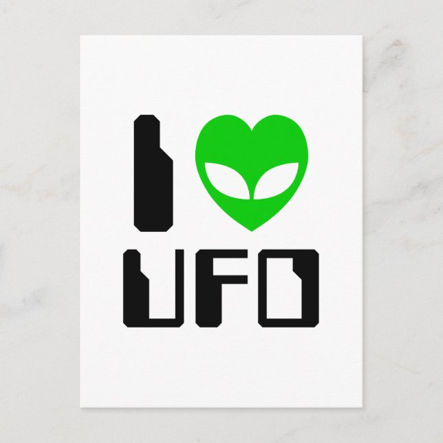 I Alien Heart UFO Postkarte (Vorderseite)