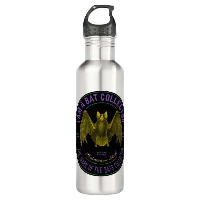 I am a bat collector stainless steel water bottle edelstahlflasche (Vorderseite)