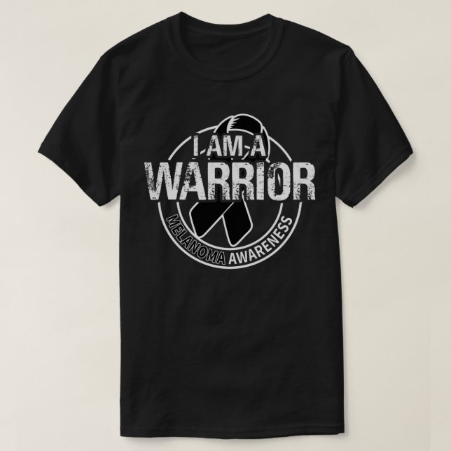 I Am A Warrior Melanoma Awareness Ribbon T-Shirt (Design vorne)