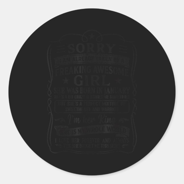 I Am Already Taken By Freaking Awesome Girl Born I Runder Aufkleber (Vorderseite)