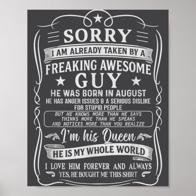 I Am Already Taken By Freaking Awesome Guy Born In Poster (Vorne)