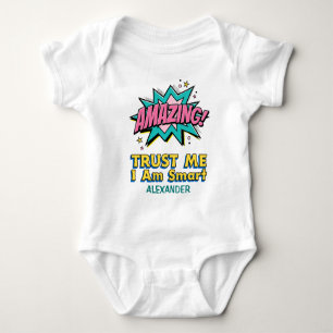 I Am Amazing Smart Cute Fun Personalize Girl Boy Baby Strampler