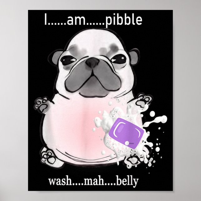 I Am Bble Wash My Belly Bble Meme Funny Dog Brainr Poster (Vorne)