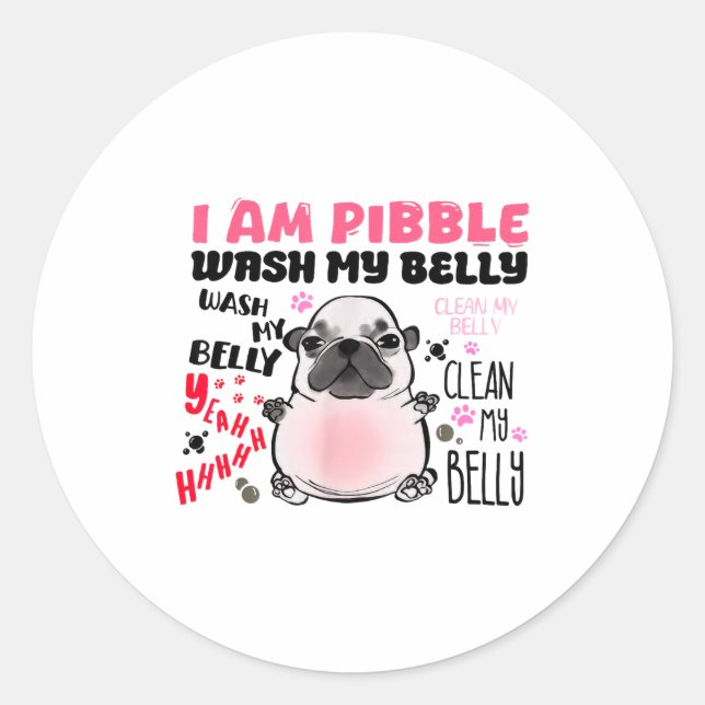 I Am Bble Wash My Belly Bble Meme Funny Dog Brainr Runder Aufkleber (Vorderseite)