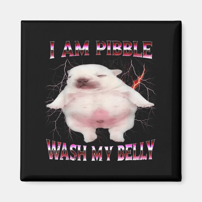 I Am Bble Wash My Belly Funny Dog Meme  Magnet (Vorne)