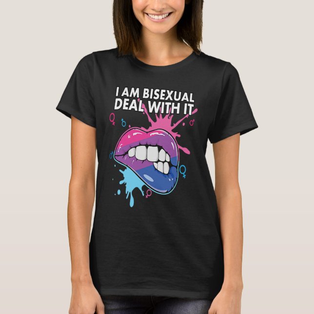 I Am Bisexual Deal With It Bisexual Pride Bisexual T-Shirt (Vorderseite)