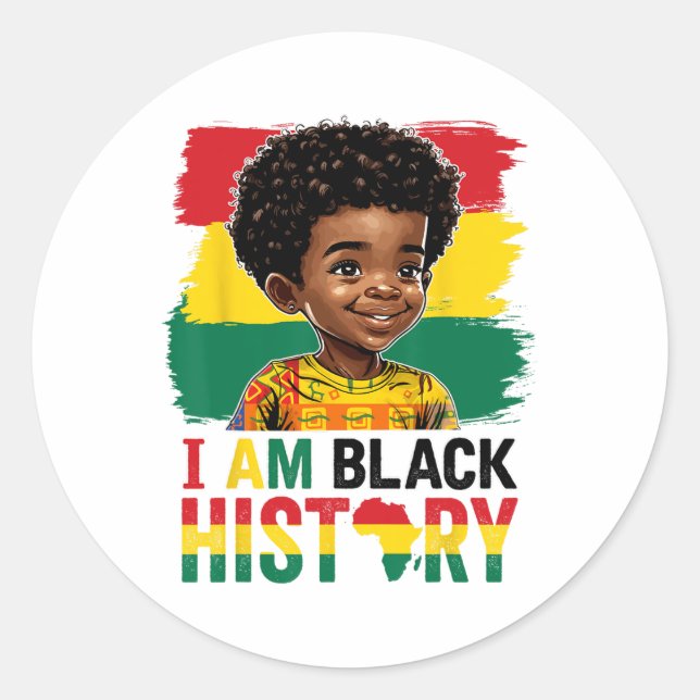 I Am Black History Afro Boy Little Melanin Prince  Runder Aufkleber (Vorderseite)