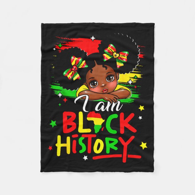 I Am Black History Afro Girl Little Melanin Prince Fleecedecke (Vorderseite)