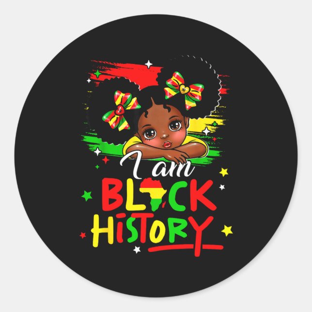 I Am Black History Afro Girl Little Melanin Prince Runder Aufkleber (Vorderseite)