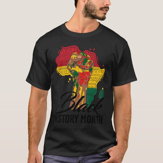 I Am Black History BHM Pride Map Of Africa Black M T-Shirt (Vorderseite)