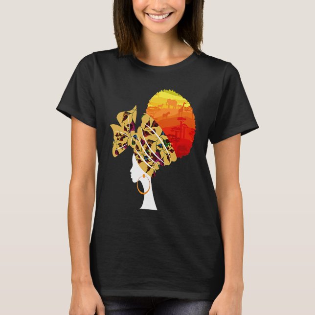 I Am Black History Black Queen Safari  BHM Afro Wo T-Shirt (Vorderseite)