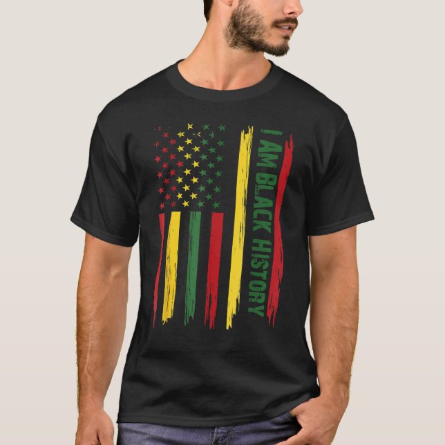 I Am Black History Flag USA Afro African Pride Men T-Shirt (Vorderseite)