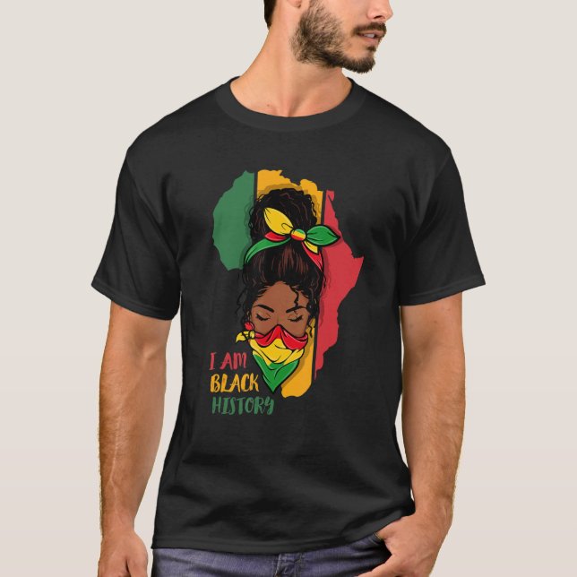 I Am Black History Month Africa Map & Black Queen  T-Shirt (Vorderseite)