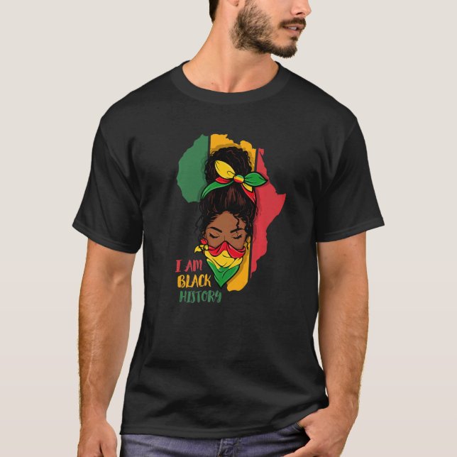 I Am Black History Month Africa Map & Black Queen  T-Shirt (Vorderseite)