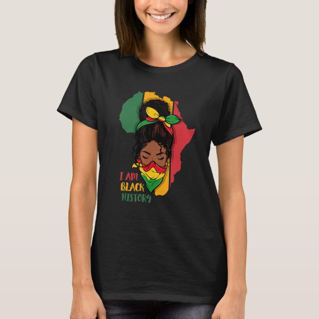 I Am Black History Month Africa Map & Black Queen  T-Shirt (Vorderseite)