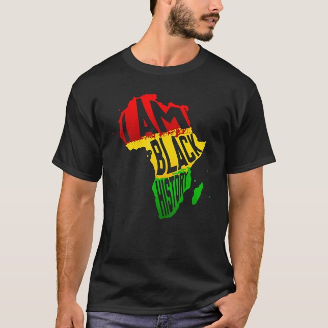 I Am Black History Month African American Map Mela T-Shirt (Vorderseite)