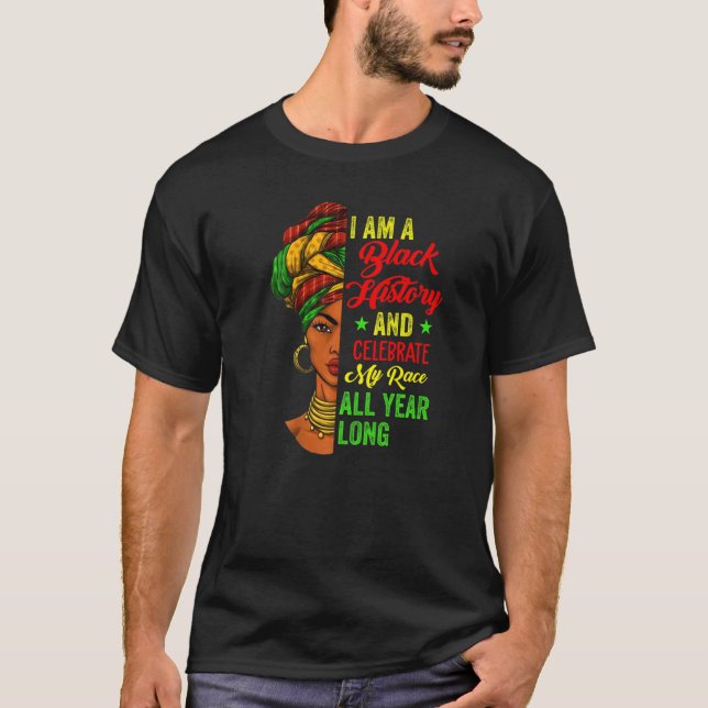 I Am Black History Month Proud Afro African Black  T-Shirt (Vorderseite)