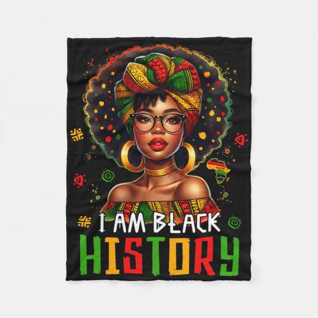 I Am Black History Women Girl Black History Month  Fleecedecke (Vorderseite)
