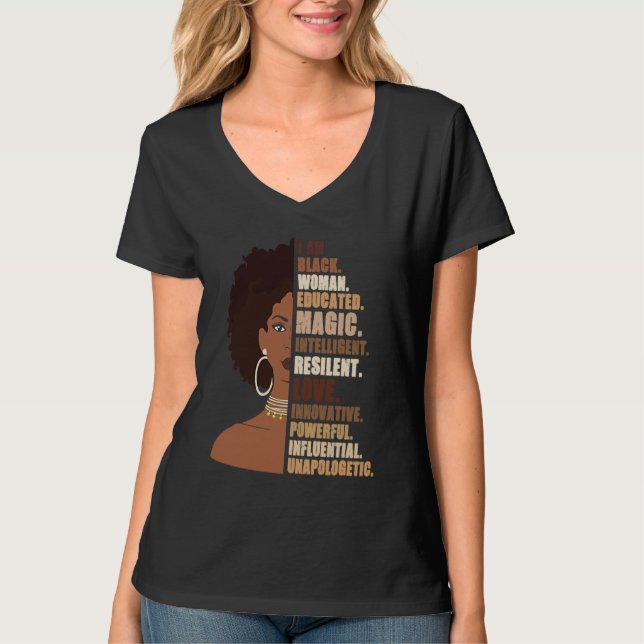 I Am Black Woman Melanin Africa Pride History BHM  T-Shirt (Vorderseite)