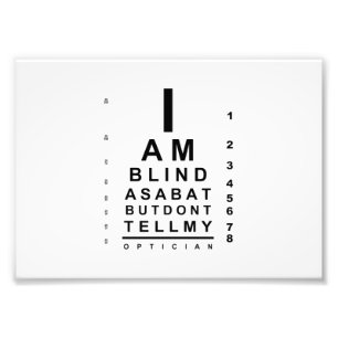I am blind as a bat eye chart fotodruck
