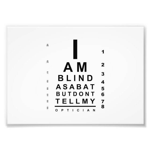 I am blind as a bat eye chart fotodruck (Vorne)
