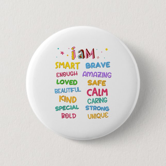 I Am Daily Affirmation Colorful Christian Kids Tod Button (Vorderseite)