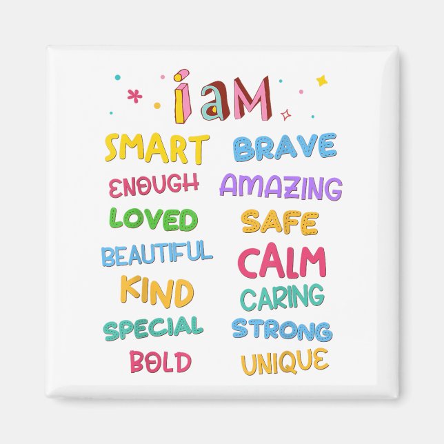 I Am Daily Affirmation Colorful Christian Kids Tod Magnet (Vorne)