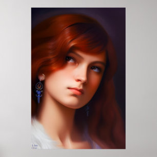 I AM - Emotive AI Fantasy Art Portrait Print Poster
