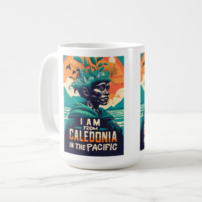 I am from Caledonia, Neukaledonien, Kanak Kaffeetasse (Vorderseite Links)