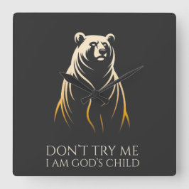 I Am God’s Child Bear Graphic Quadratische Wanduhr