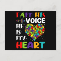 I Am His Voice He Is My Heart Autism Awareness Mom