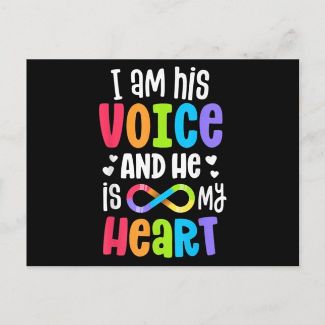 I Am His Voice He Is My Heart Autism Awareness Pre Postkarte (Vorderseite)