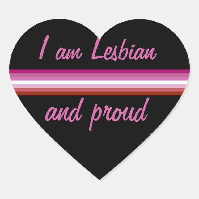 I am Leasbian and Proud | Lesbian Flag on Black Herz-Aufkleber (Vorderseite)