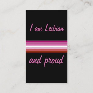 I am Leasbian and Proud   Lesbian Flag on Black Visitenkarte