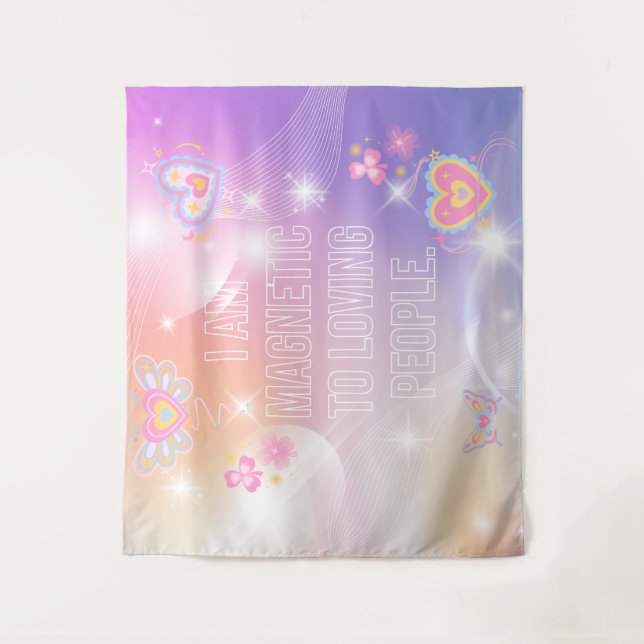 I am Magnetic, Motivational, Inspirational, Pink Wandteppich (Vorderseite)