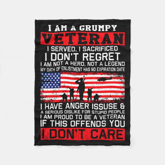 I Am Mpy Veteran I Served I Sacrificed I Don't Reg Fleecedecke (Vorderseite)