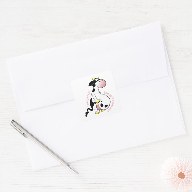 I am not fat, I am just pregnant Quadratischer Aufkleber (Umschlag)