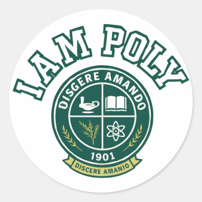 I AM POLY Classic Round Sticker (Vorderseite)
