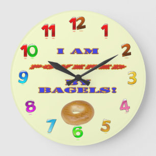 I am Powered by Bagels Große Wanduhr