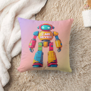 I Am Seven Robot for Kids 7th Birthday Robot Bot Kissen