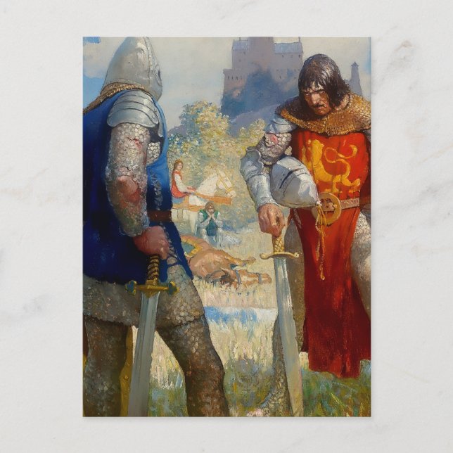"I Am Sir Lancelot du Lake" von NC Wyeth Postkarte (Vorderseite)
