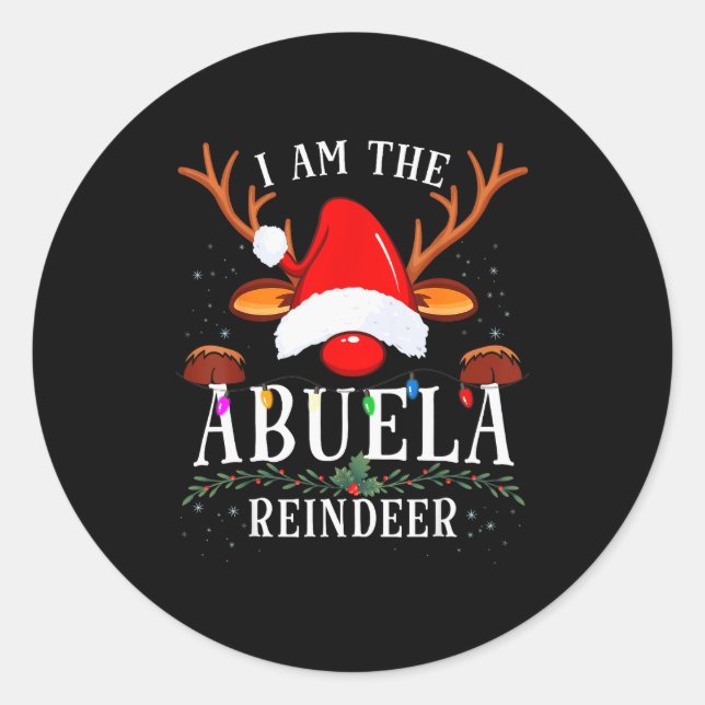 I Am The Abuela Reindeer Christmas Family  Runder Aufkleber (Vorderseite)