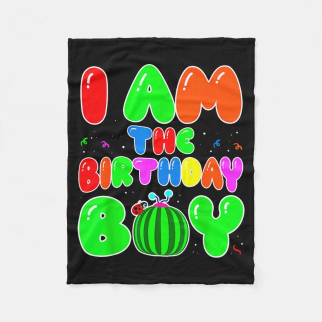 I Am The Birthday Boy Funny Watermelon Birthday Fa Fleecedecke (Vorderseite)
