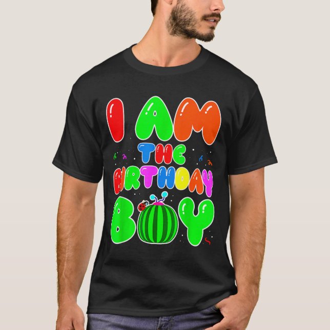 I Am The Birthday Boy Funny Watermelon Birthday Fa T-Shirt (Vorderseite)