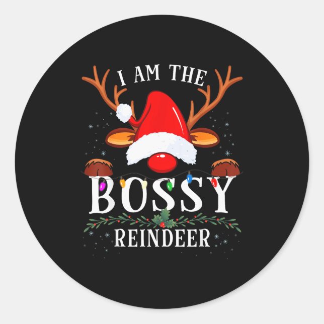 I Am The Bossy Reindeer Christmas Family  Runder Aufkleber (Vorderseite)