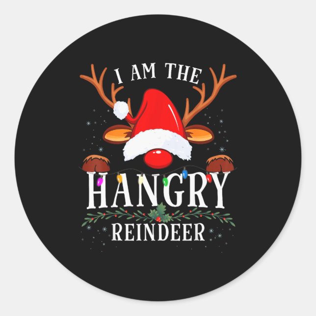 I Am The Hangry Reindeer Christmas Family  Runder Aufkleber (Vorderseite)