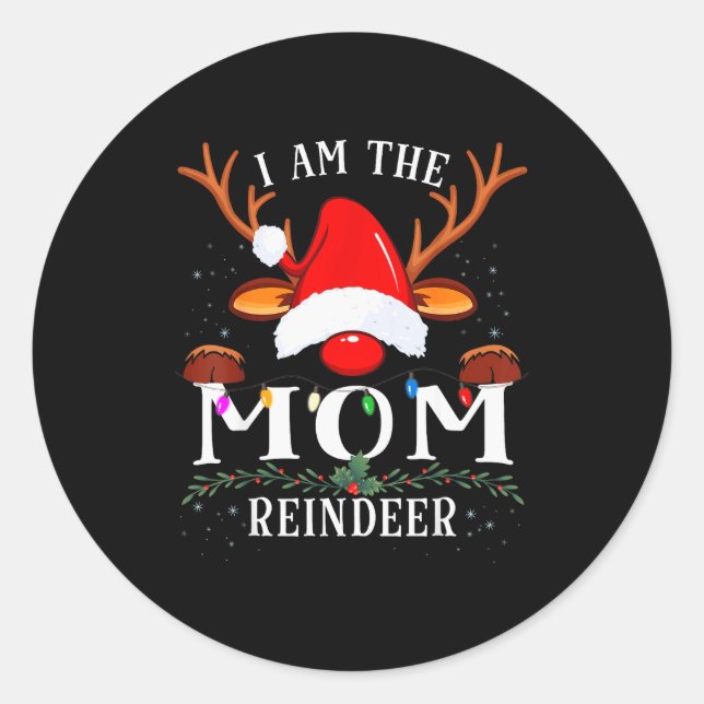 I Am The Mom Reindeer Christmas Family  Runder Aufkleber (Vorderseite)