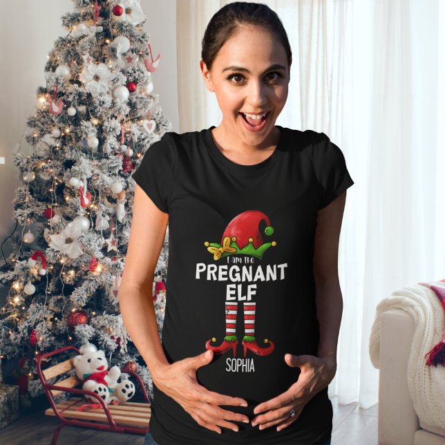I am The Pregnant Elf Funny Christmas  T-Shirt (Von Creator hochgeladen)